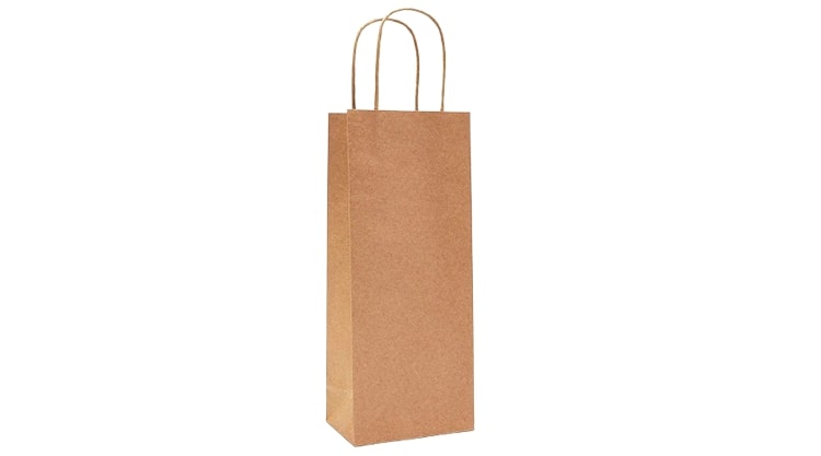 Kraft Bags - Premium Die Cut Kraft Brown Single Wine Bottle Gift Bag
