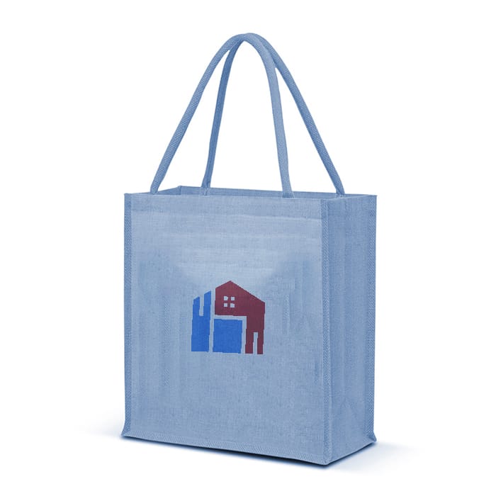 8W x 8H x 5G Inch 8W x 8H x 5G Inch Custom Juco Bag with Web Padded Handle 410 GSM WCC 10 KG | 2 Color Print Padded Bag 410-10kg Black WCC KG | 2 Color Print